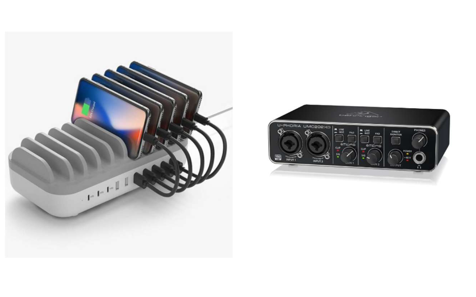 10-device charging station and audio interface
