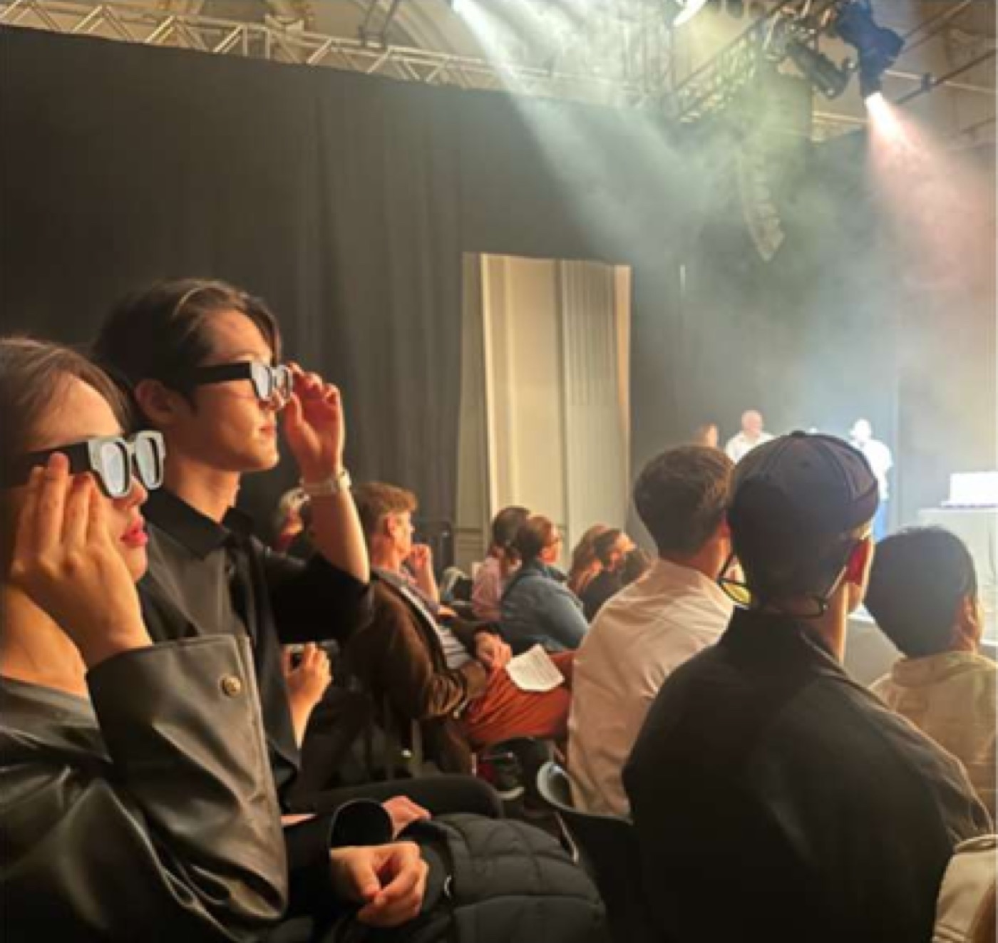 Audience wearing OWL glasses at a live theatre performance